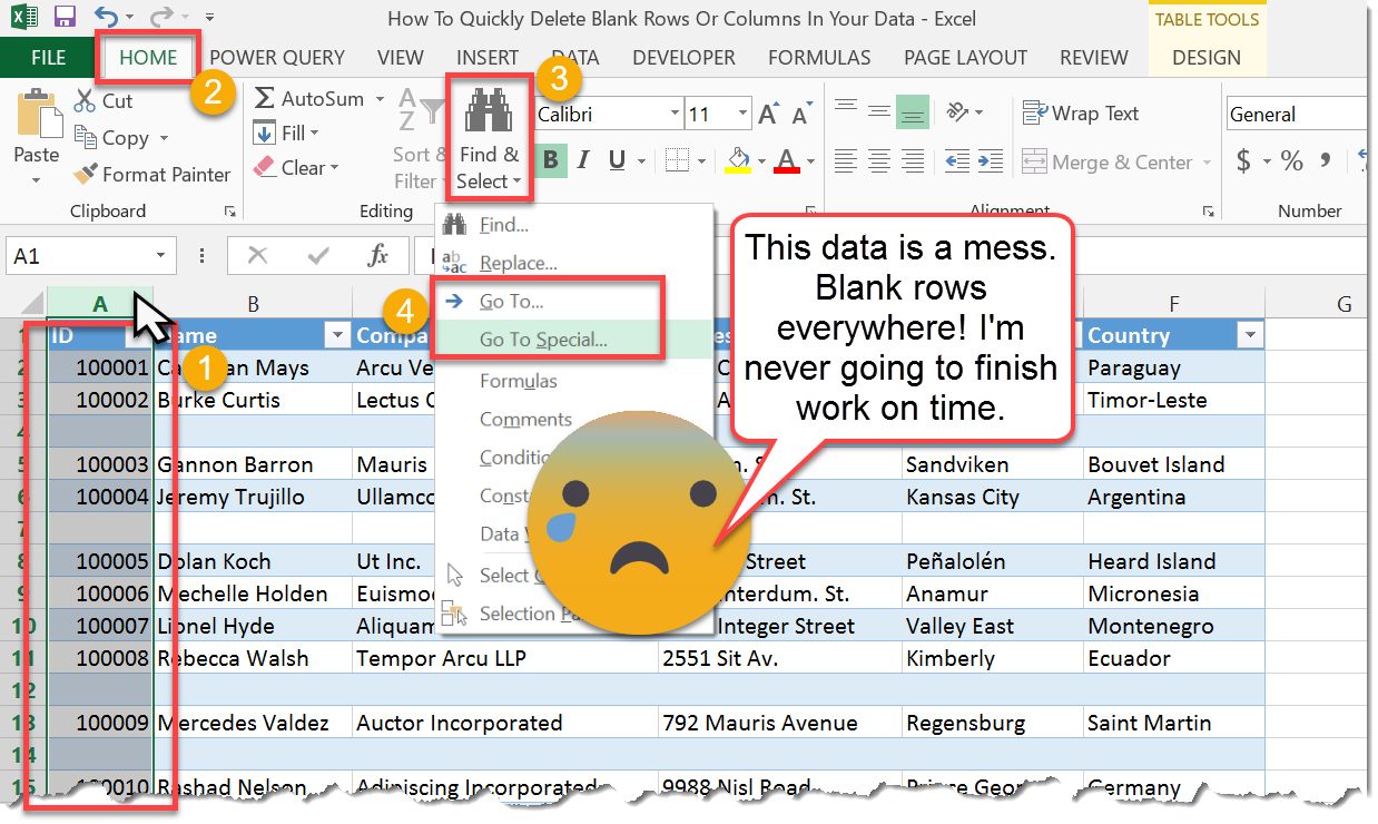 remove blank rows from excel for mac 2011